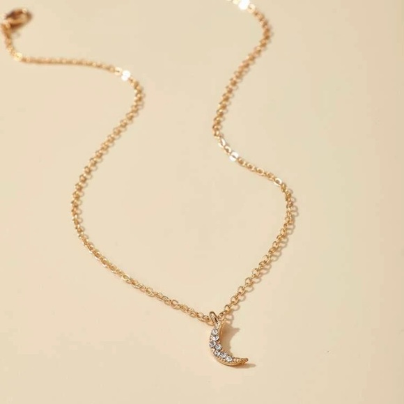 Rhinestone Moon Decor Necklace - Picture 2 of 5